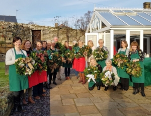Christmas Wreath makers at Battlesteads